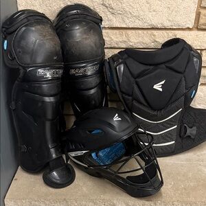 Easton x Jen Schro Black Catcher's Gear Set with Blue Accents